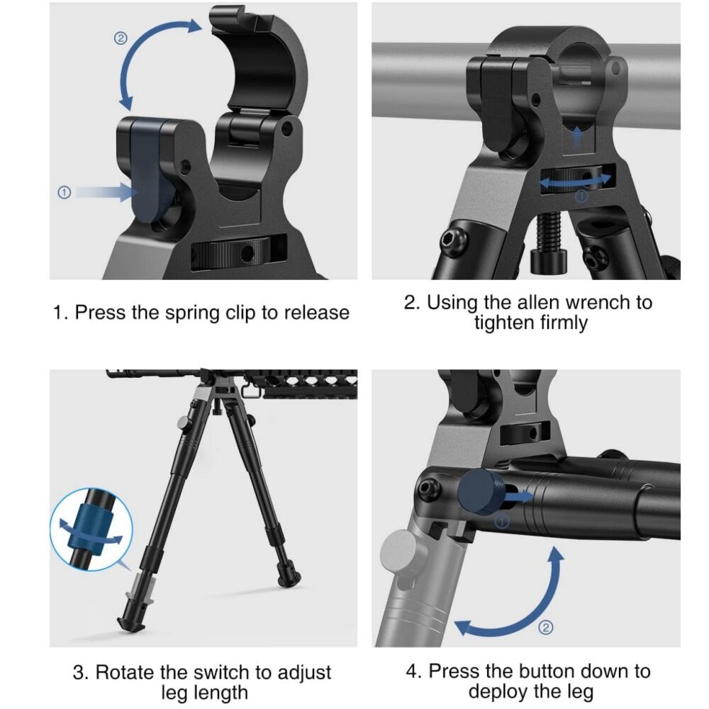 shoXx Zweibein Bipod 23-28cm Aluminium Clamp-On Barrel Mount schwarz Bild 5